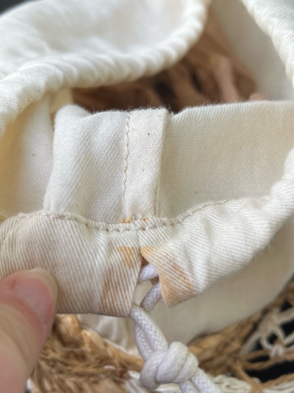 J. Crew Sedona Beaded Basket Bucket Bag Woven Straw Raffia Canvas Drawstring - Picture 16 of 16